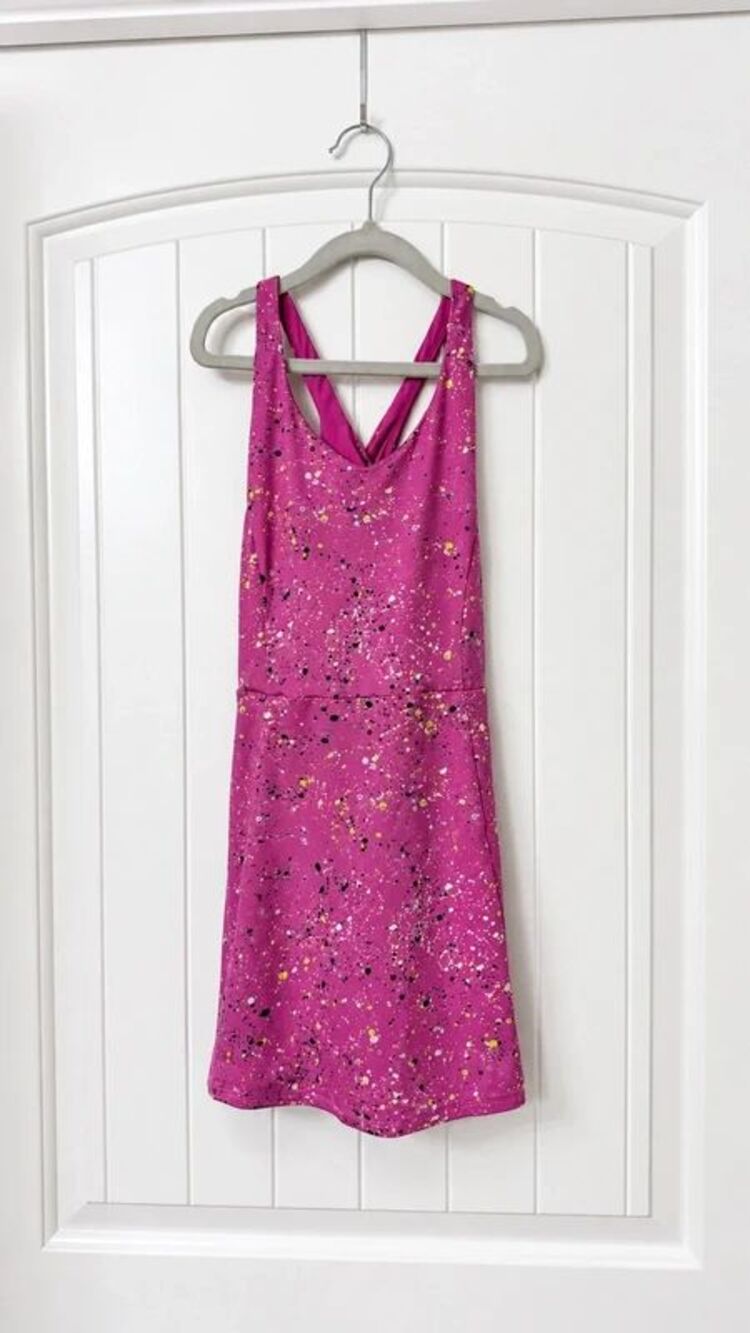 All in Motion Girls M 8 Pink Splatter Athletic Dress Built-In Shorts Pocket